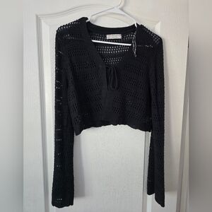 Black Crochet Cardigan